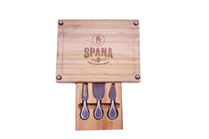 Spana Life Wooden Cutting Board with 3-Slot Utensil Drawer